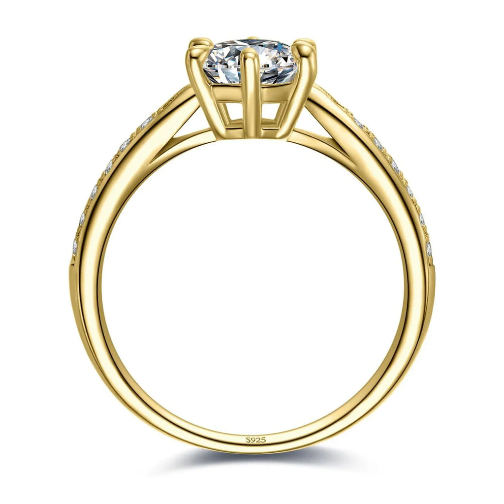 Classic 1-carat Moissanite Ring with Certificate Laboratory Diamond Rings Women Wedding Jewelry 18K Gold Plated S925 Silver