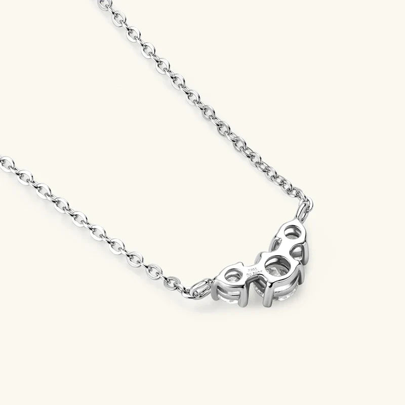 3mm 4mm Moissanite Necklace Collares Mujer 925 Sterling Silver Three Stone Pendant Necklaces For Women Chains Jewelry Gift