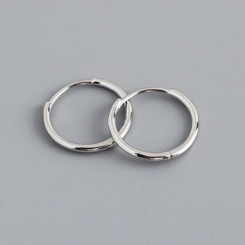 925 Sterling Silver Minimalist Glossy Circle Hoop Earrings for Women Fashion Simple Ear Bone Piercing Jewelry Accessories