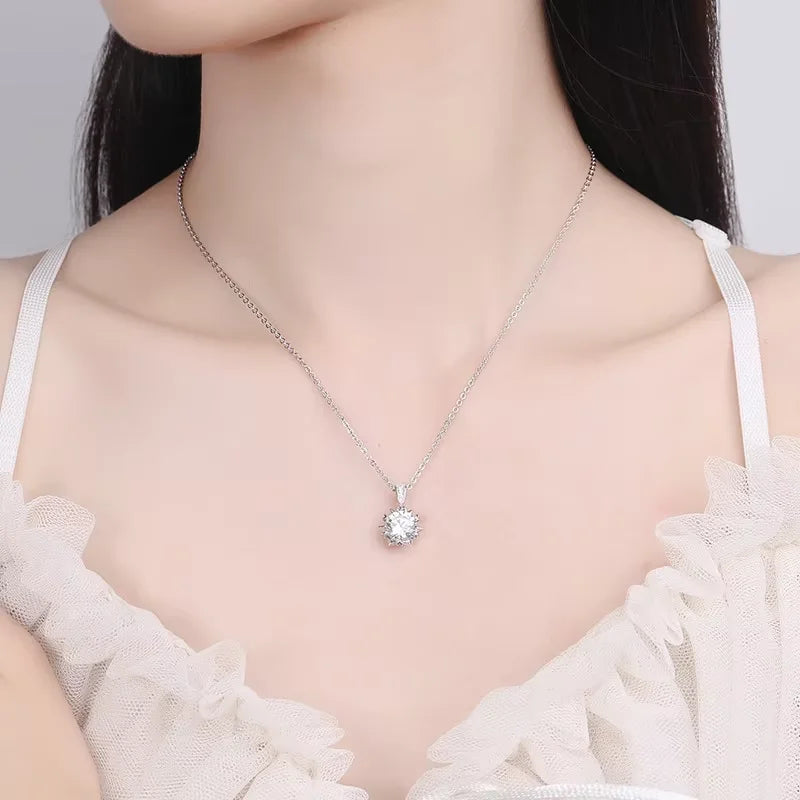 1/2CT D VVS Moissanite Necklace for Women Brilliant Cut Wedding Lab Diamond Pendant Sterling Silver 925 Jewelry Box Chain
