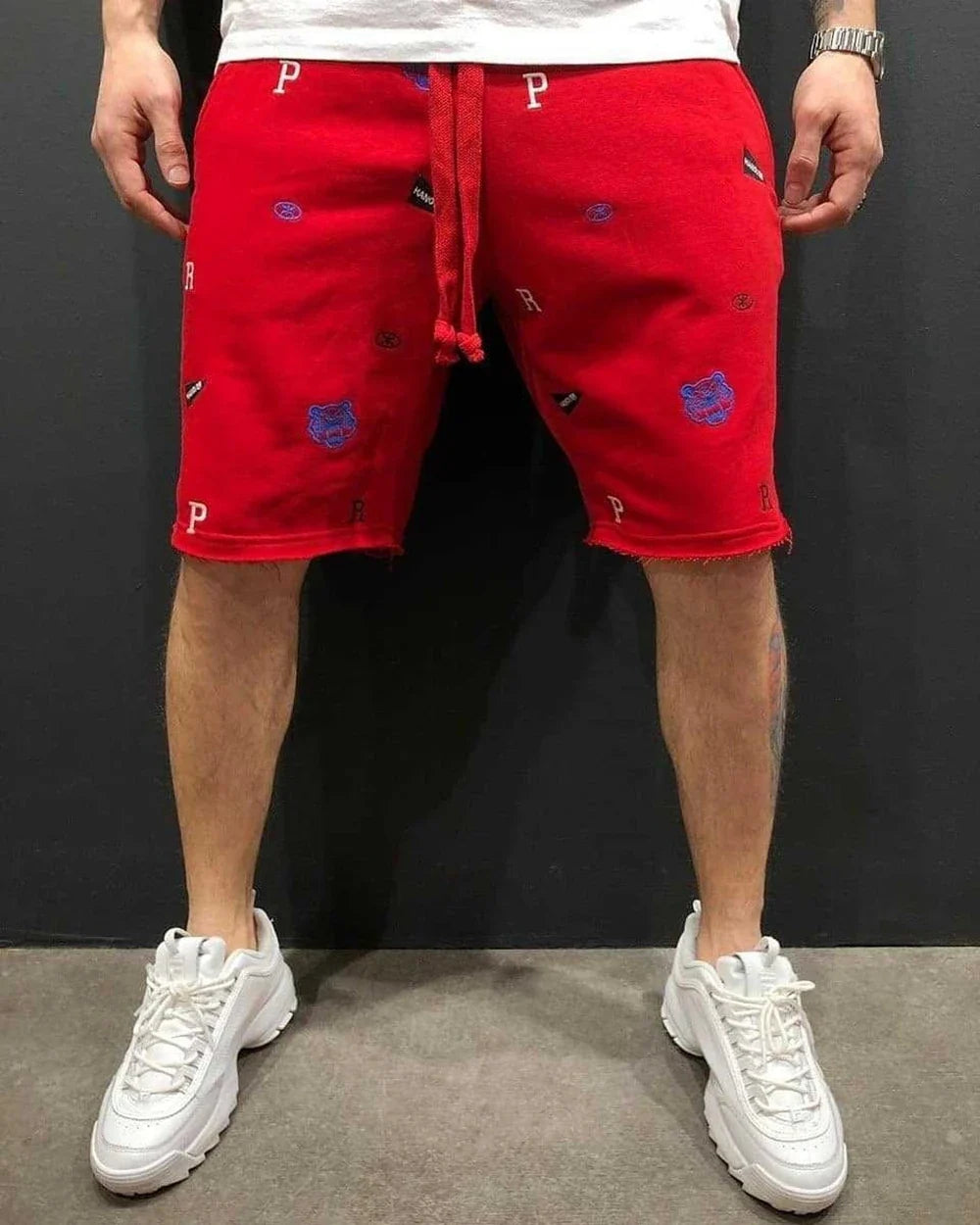 Mens Skinny Cotton Sporting Running Shorts Streetwear Bodybuilding Embroidered Fitness Short pants Jogger Gyms sport Shorts