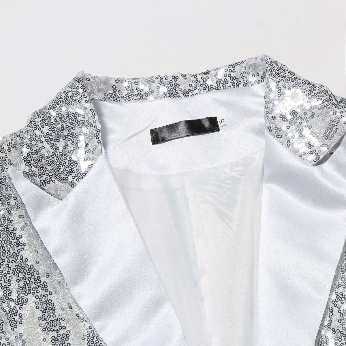2026 Men's Suit Jacket, Shiny Sequin Stage Performance Coat, White Silver Blue Red Purple Blazers V-neck Single Button S-XXL