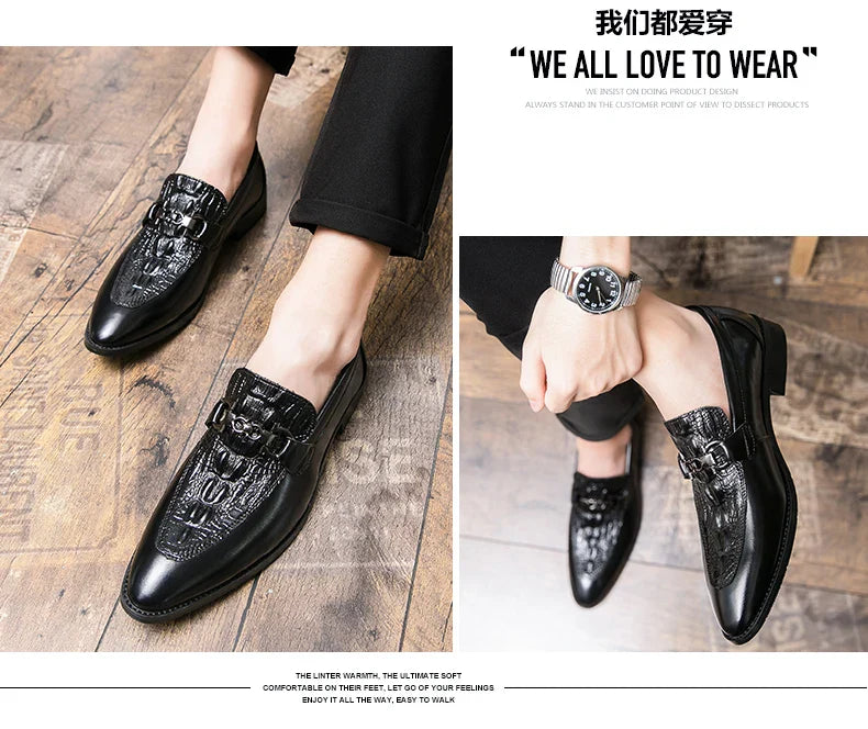 New Dress Leather Lofers Men Classic Casual Business Shoes For Men Social Party Leather Shoes Slip On Wedding Office Shoes Male
