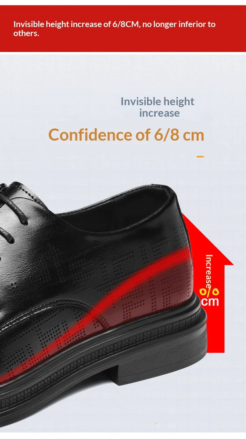 summer Men Elevator Shoes Dress Shoes Formal Leather Quality Busincess Lift 6CM 8CM Height Increased Man Elegance Wedding Shoes