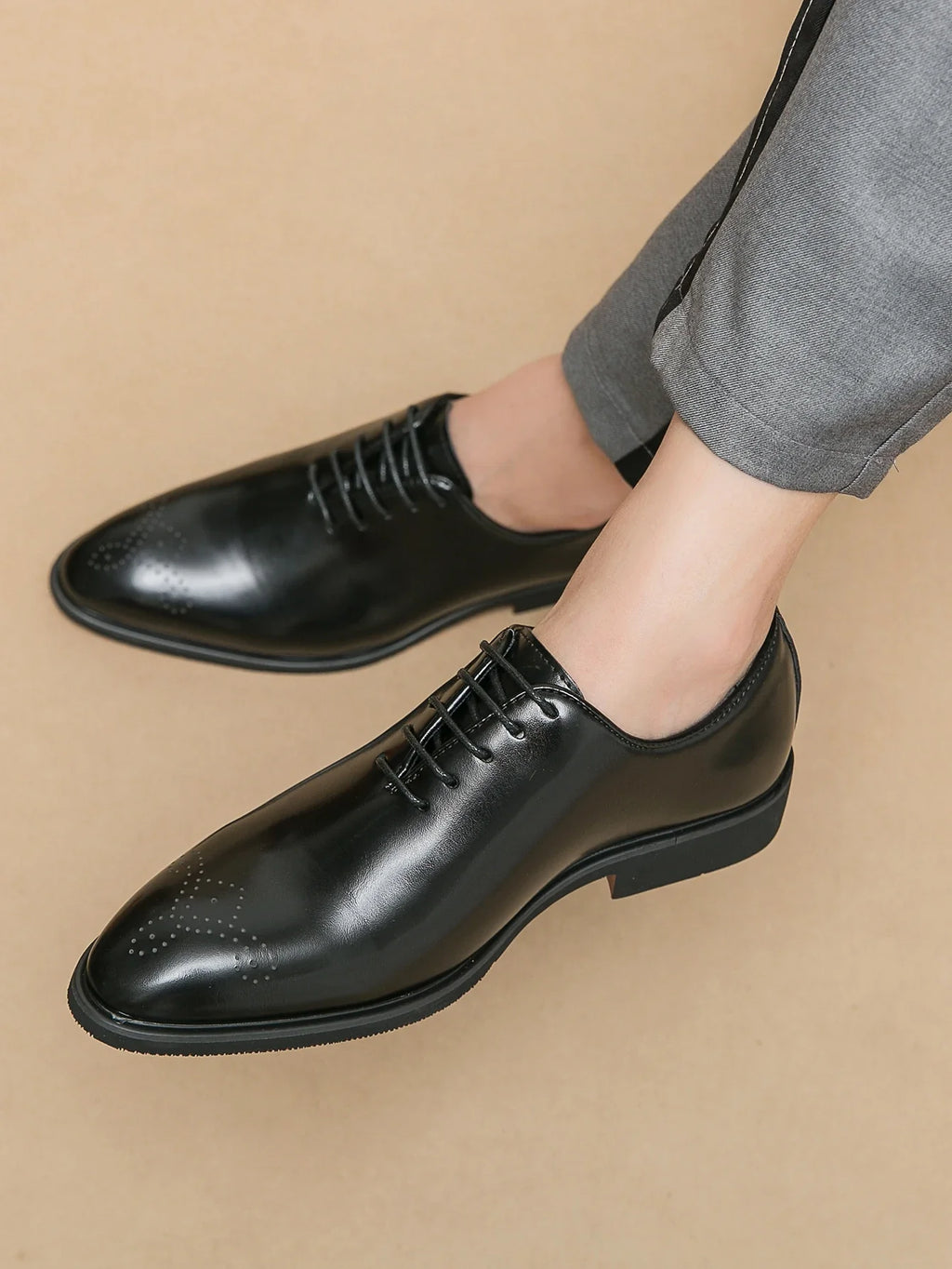 Men's Genuine Leather Dress Shoes Classic Oxford Soft Comfortable Lining Non-Slip Rubber Sole Business Office Formal Occasions