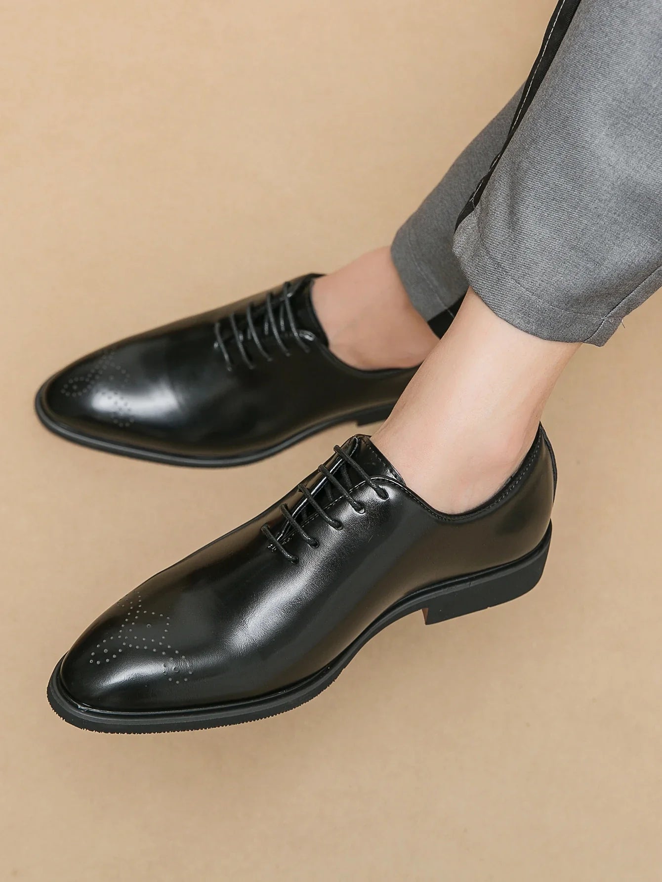 Men's Genuine Leather Dress Shoes Classic Oxford Soft Comfortable Lining Non-Slip Rubber Sole Business Office Formal Occasions