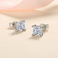 1ct Princess Cut Moissanite Earrings for Women S925 Sterling Silver with Gold Plated Ear Studs Wedding Party Fine Jewelry