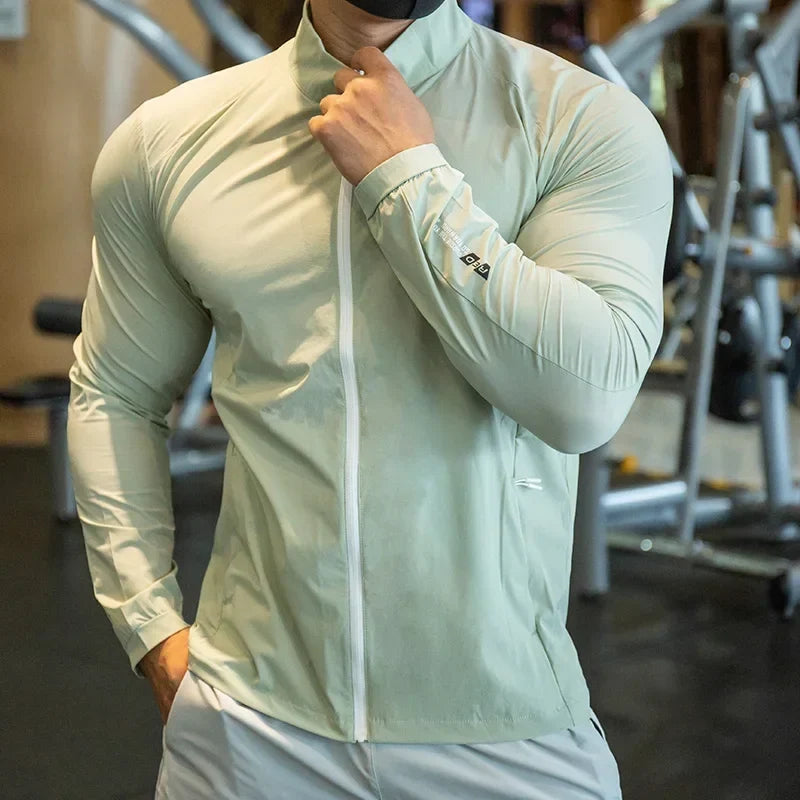 Men's Running Training Elastic Coat Outerwear Gym Tights Jacket Outdoor Cycling Sweatshirt Dry Fit Breathable Compression Tops