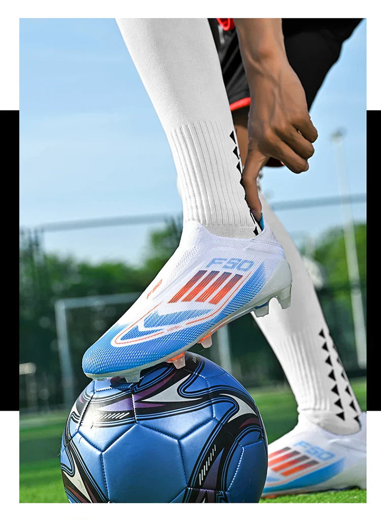 NEW Without-lace F50+ Mens Soccer Shoes Boys Training Non-Slip Turf Soccer Cleats TF/FG Football Sneakers Chuteira Campo 35-45