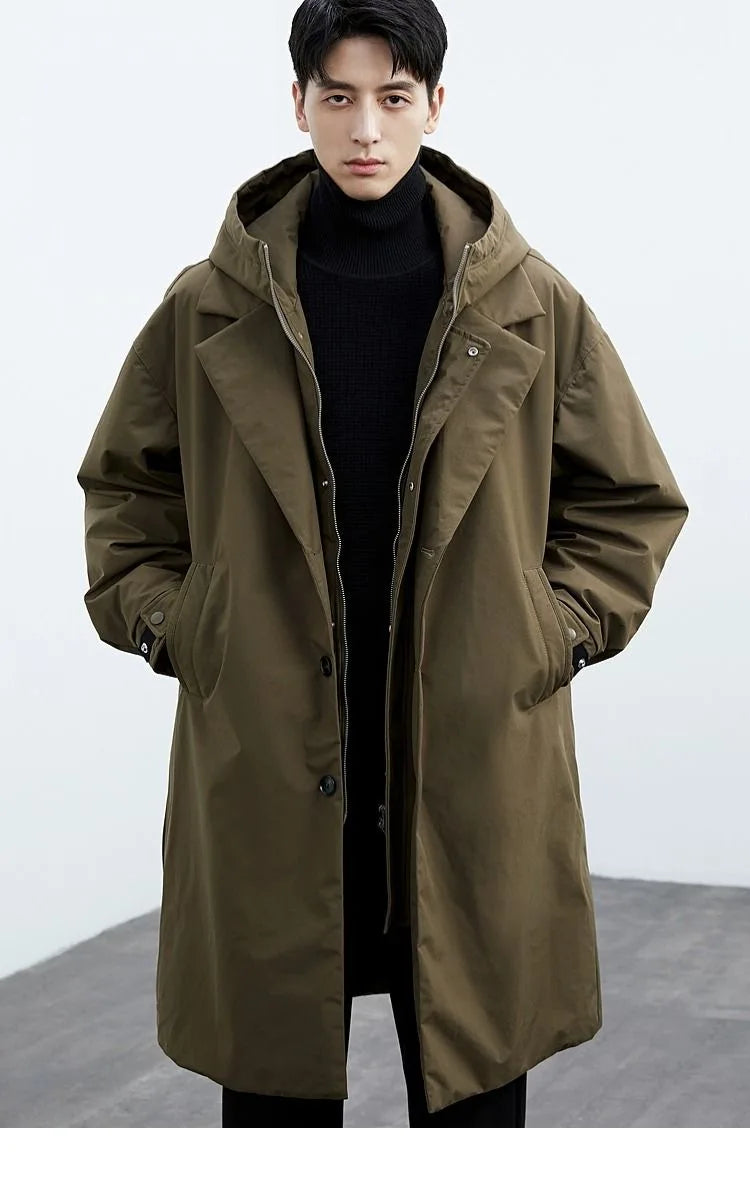 2024 Spring and Autumn New Fashion Solid Color Windproof Long Trench Coat Men's Casual Loose Large Size High Quality Coat M-5XL