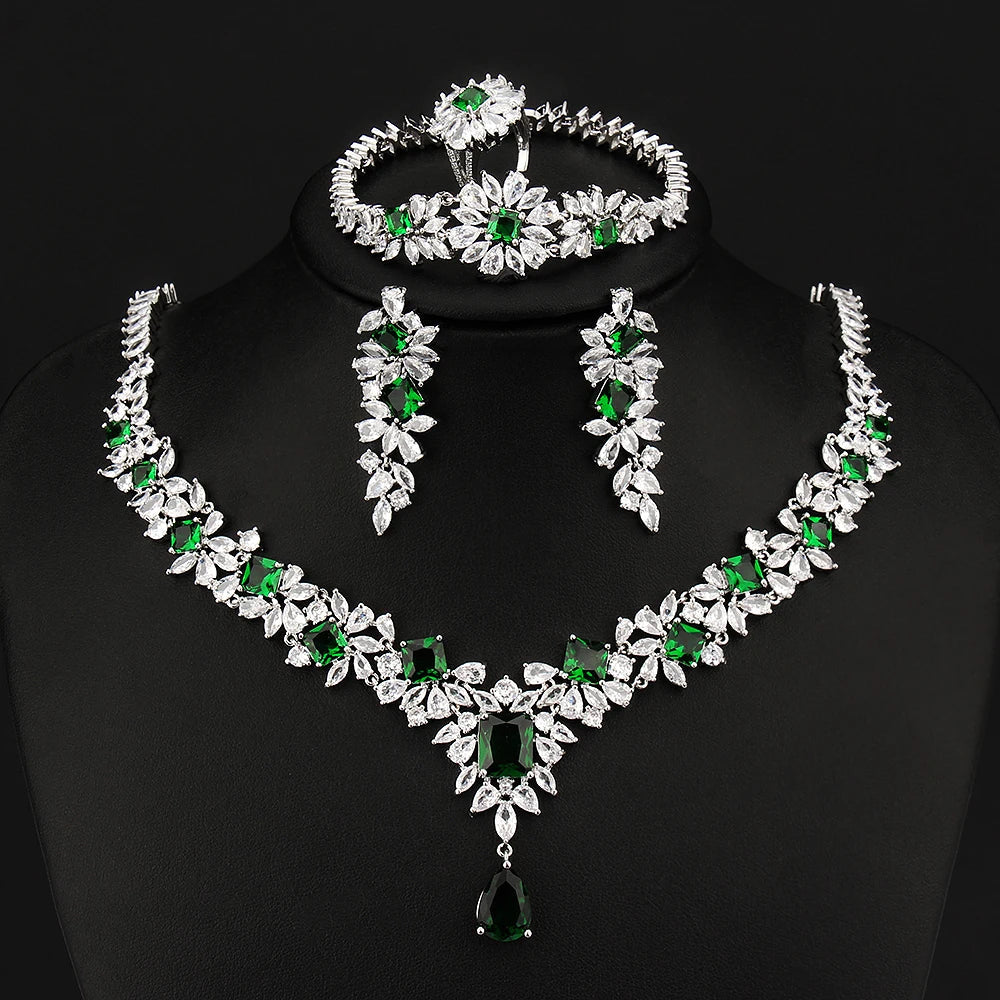 Noble Vivid Flower Appearance Design Necklace And Earring Fine Decoration Wedding Party Charming Jewelry Set