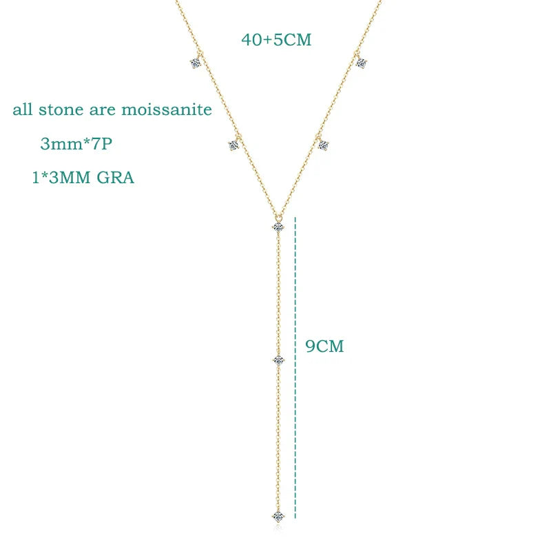0.7-0.9CTTW 100% Full Moissanite Necklaces for Women Tassel Pendant 925 Sterling Silver Plated 18k Fine Jewelry Wholesale