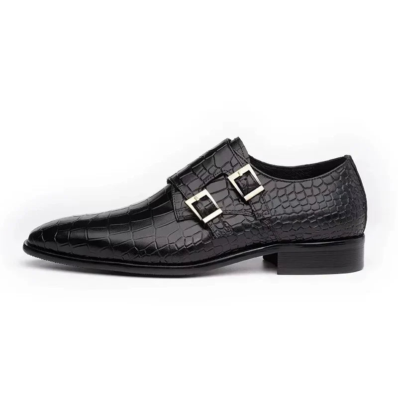Men's Genuine Leather Dress Loafers Handmade Double Buckle Monk Slip-On Shoes for Party & Formal Wear Fashion& Men's Footwear