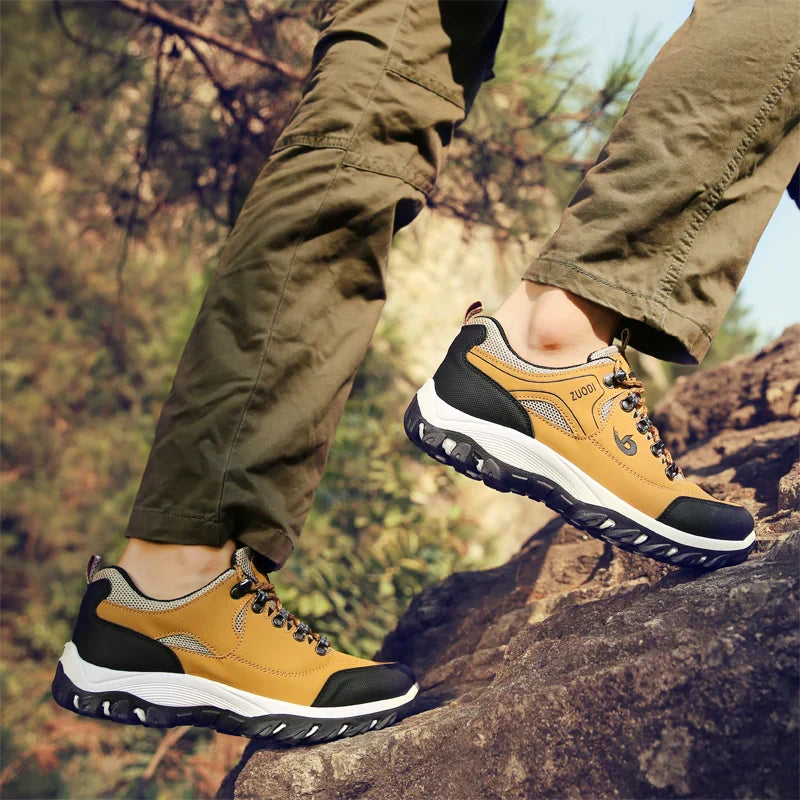 Autumn And Winter Models, Men's Waterproof Hiking Shoes, Outdoor PU Leather Sports Shoes, Wear-Resistant,  Walking, Tactical