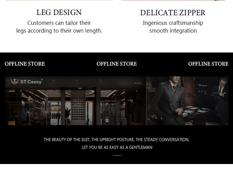 Two-piece dress black slim fit mens suits Classic Fit Multi Buckle Multi Pocket Solid Color Casual Business man blazer
