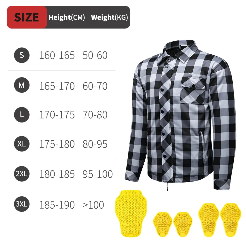 Men's Women's Winter Motorcycle Jacket Warm Motocross Motorbike Checkered Casual Outdoor Riding Shirts