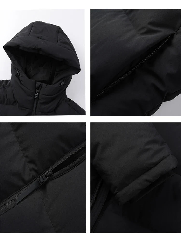 Men Winter Jacket Long Sports Training Hooded Coat Outrwear Warm Silk Cotton Windproof Cotton Clothing пуховик женский