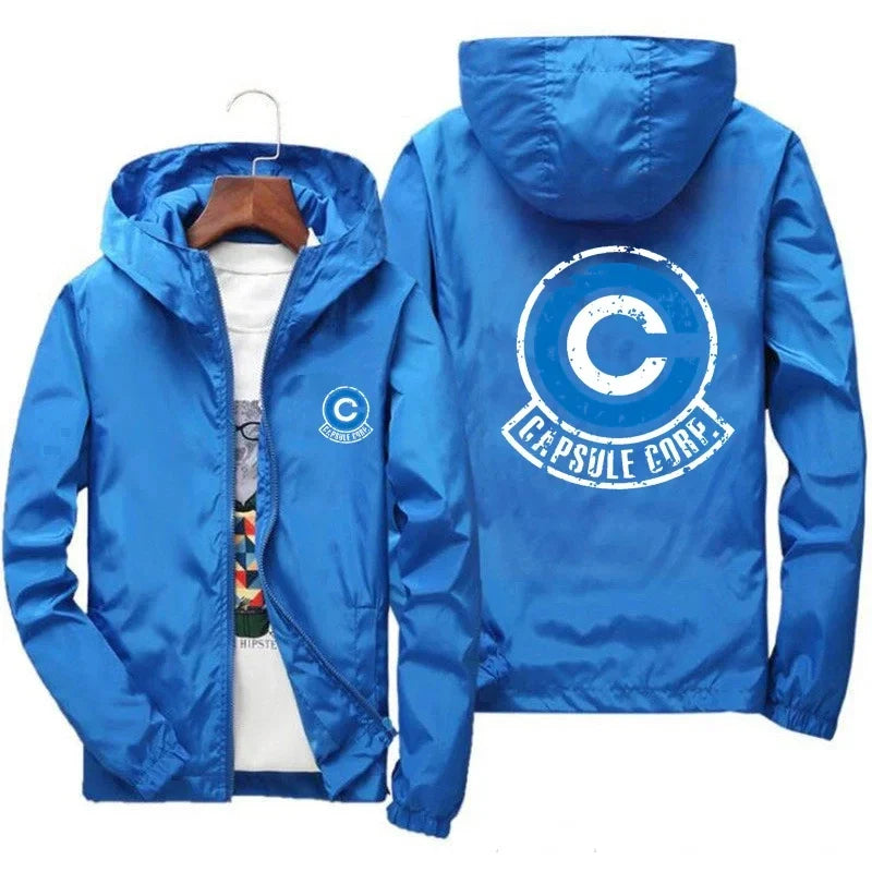 Capsule Corp Cool Dynocaps Anime Gym Men's Hooded Sports Shirt Men's Spring and Autumn Hooded Fishing Outdoor Sports Jacket