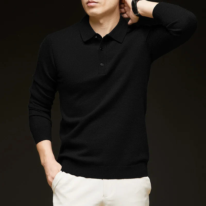 Fashion Autumn And Winter New Cashmere Sweater Men's High Quality Pullover Casual Loose POLO Knitted Bottom Shirt Jacket Shirt