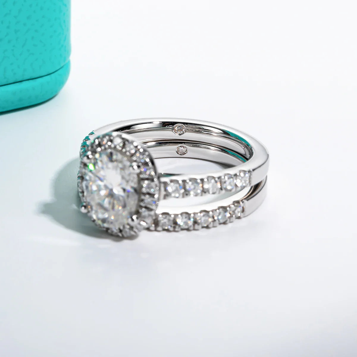 2ct (Total 2.648ct) Oval Cut D Color Moissanite Bridal Ring Set Wedding Band Silver Rings With Cer Jewelry Wholesale