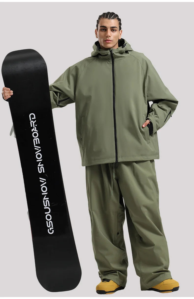 SNOW Winter Ski Jacket Men Waterproof Insulated Snow Tops Super Loose Snowboard Clothes Breathable Windproof Skiing Hoodies