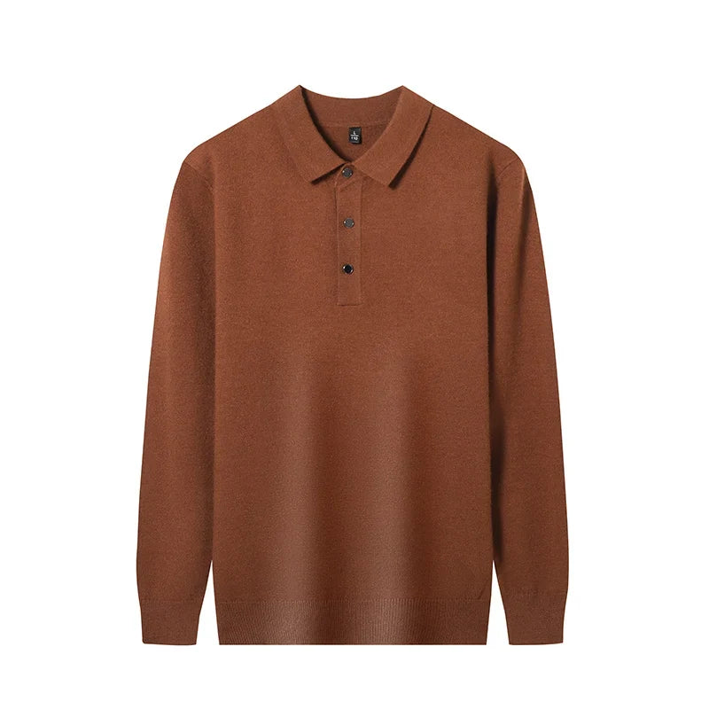 Fashion Autumn And Winter New Cashmere Sweater Men's High Quality Pullover Casual Loose POLO Knitted Bottom Shirt Jacket Shirt