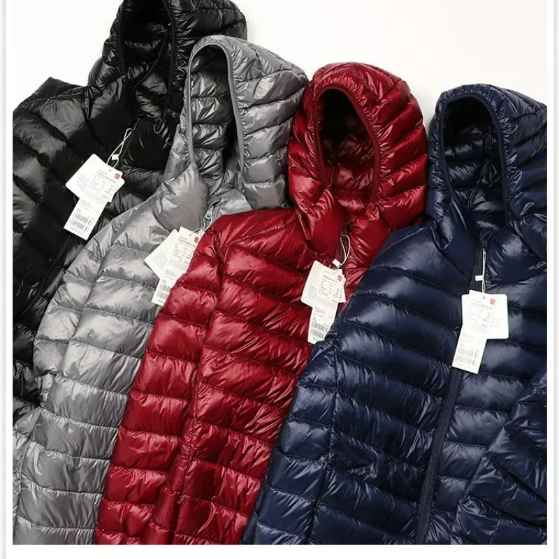 2025 Autumn and Winter New Lightweight Down Jacket Men's Short Hooded Joker Lightweight Thin White Duck Down Plus Size Coat