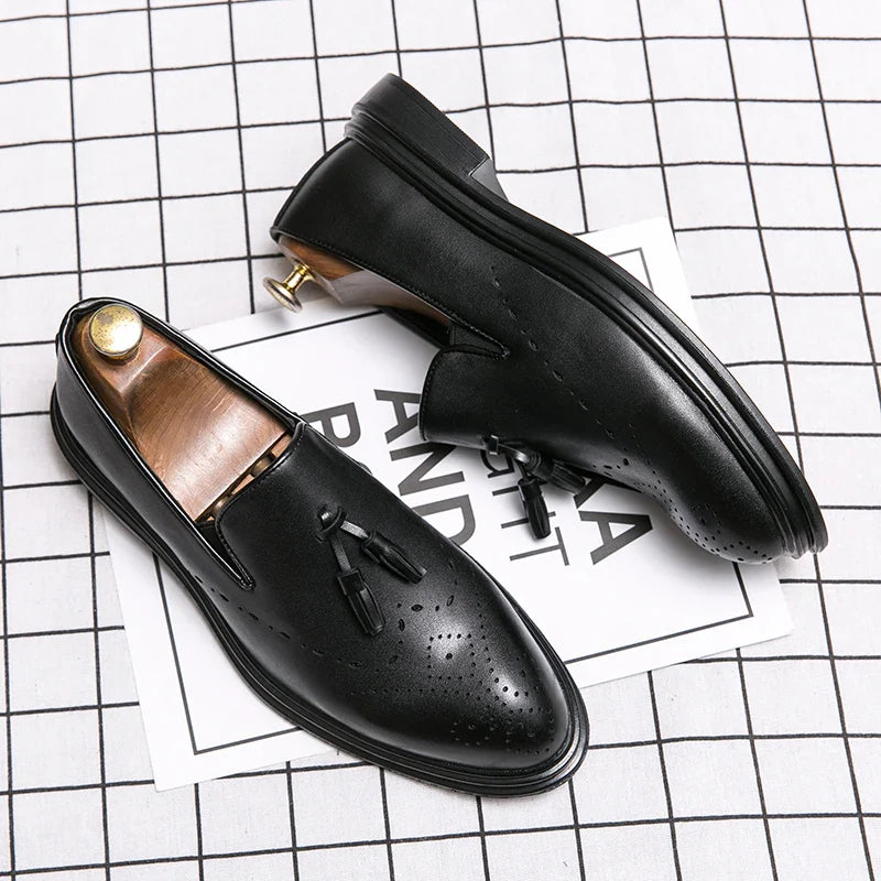 Brand Mens Leather Office Flats Wedding Banquet Luxury Loafers Comfortable Designer Oxfords Business Formal Korean Shoes for Men