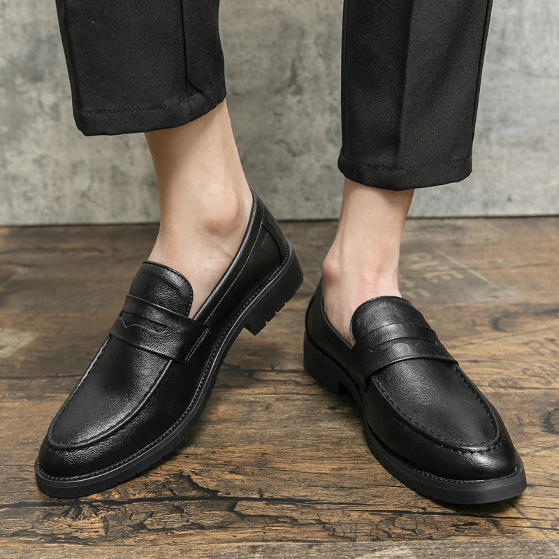 Black Men Loafers Soft Moccasins High Quality Spring Autumn Genuine Leather Shoes Men Business Office Dress Shoes Zapatos