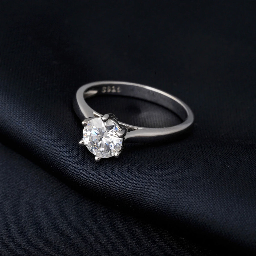 Moissanite D Color 0.5ct 1ct 2ct Round Cut S925 Sterling Silver Solitaire Wedding Engagement Ring for Women
