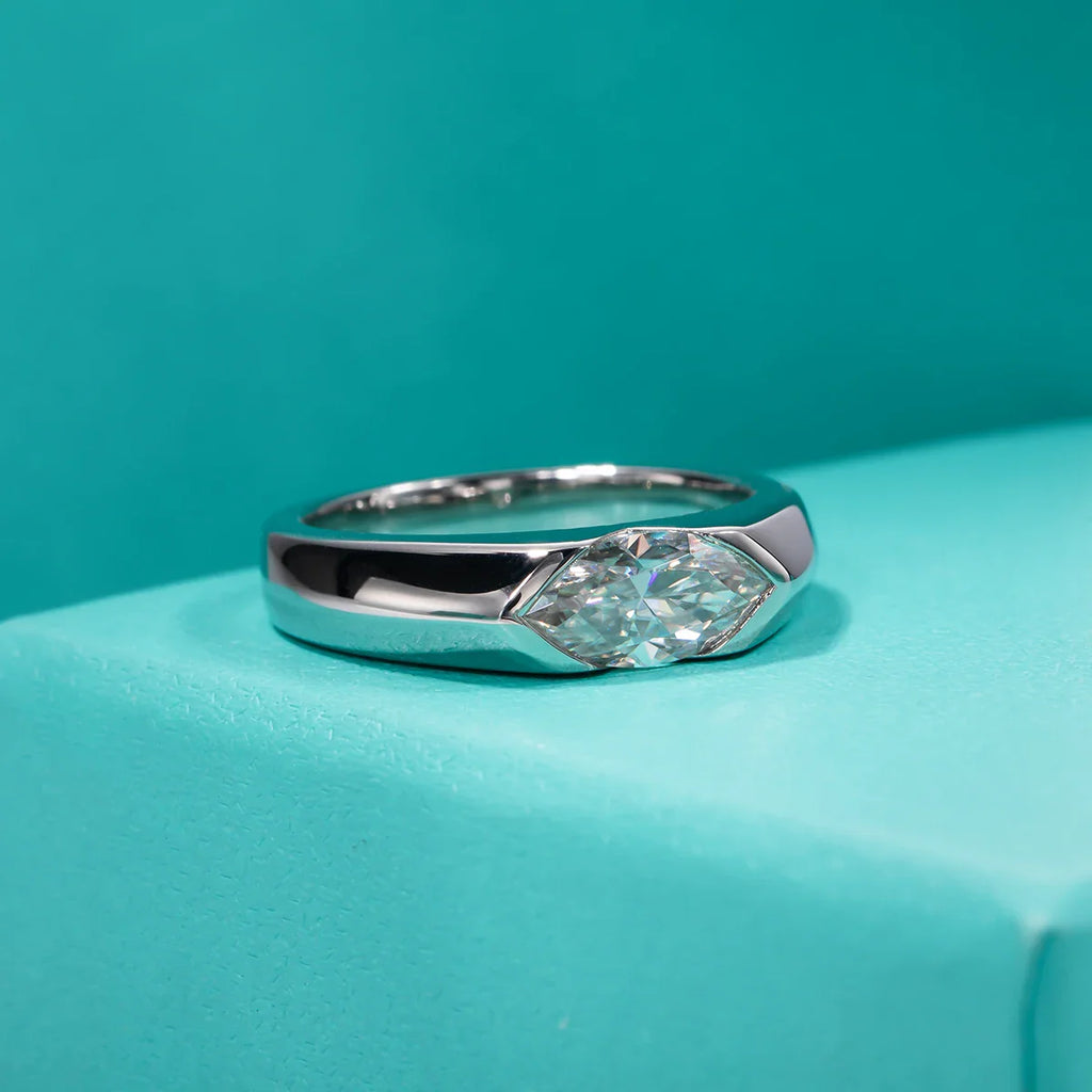 1ct Marquise Cut D Color Moissanite Diamond Engagement Men Ring Silver Wedding Ring For Women Customized Jewelry