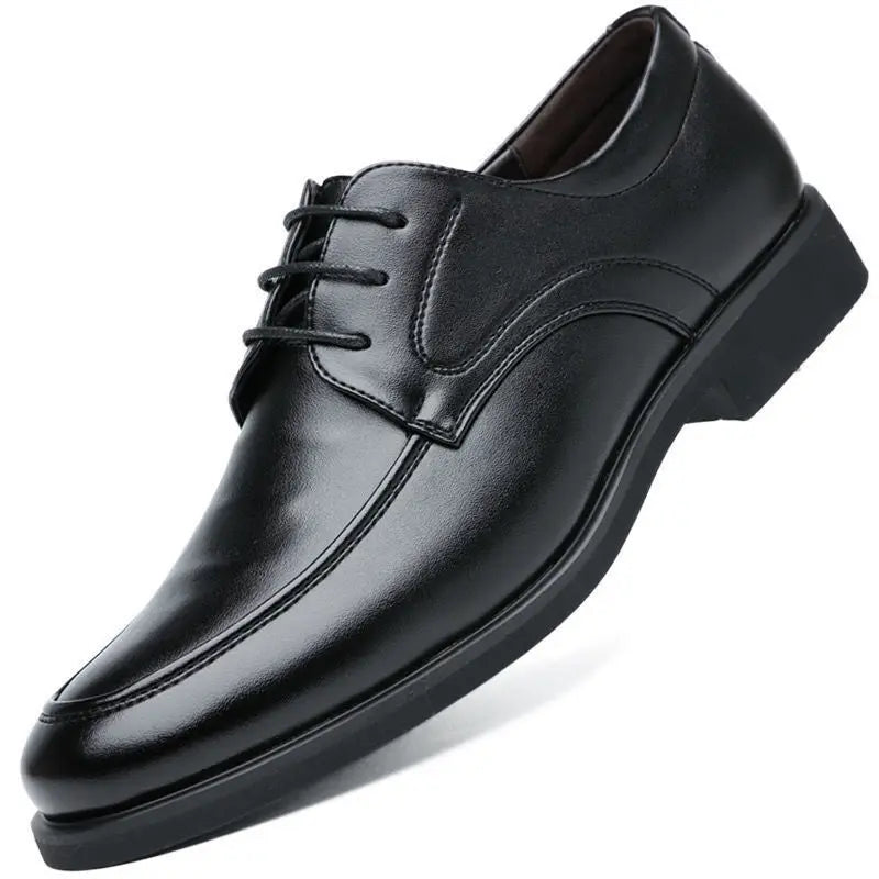 Office Men's Leather Derby Shoes Flat Black Male Casual Shoe Lace Up New in Promotion Adults Fashion 2025 Classic Original Trend