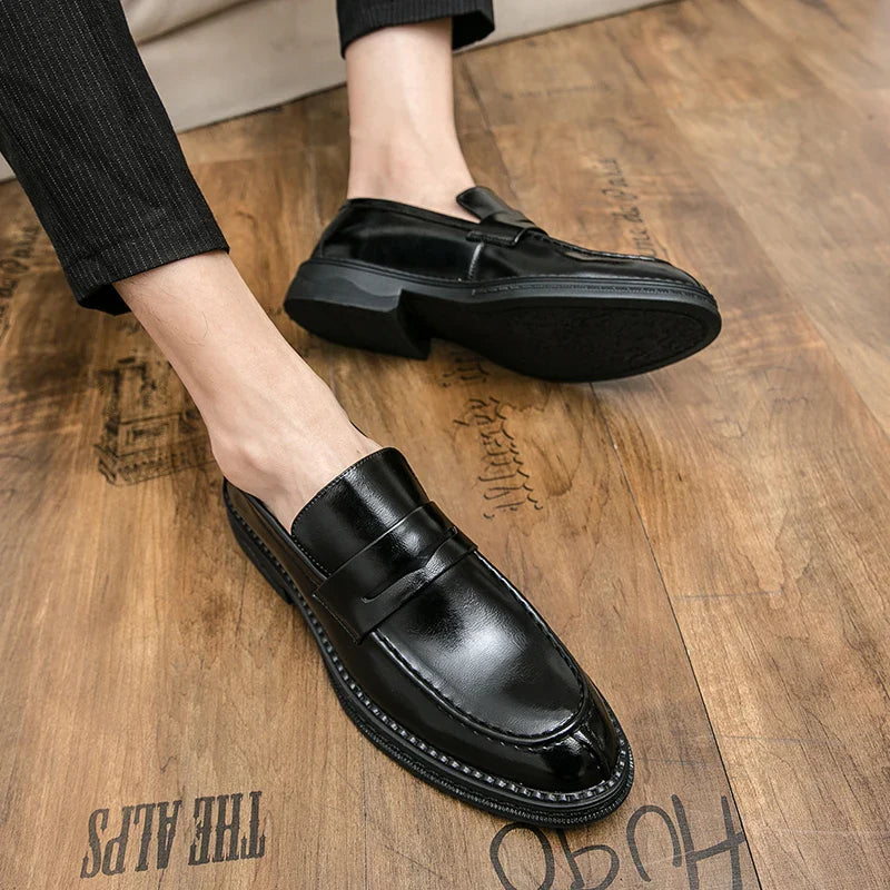 Premium Silver Business Shoes Men's Oxford Shoes Leather Brand Loafers Slip on High Quality Wedding Loafers Soft Sole Dress Shoe