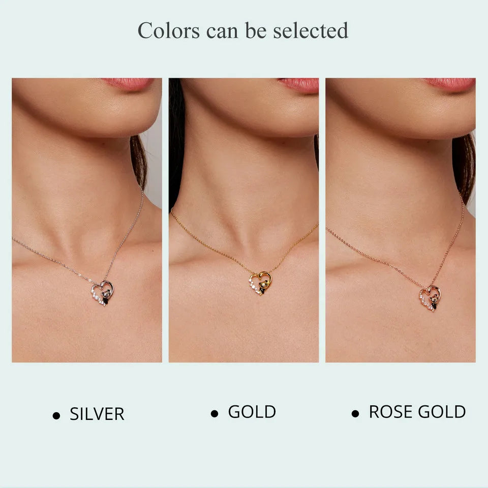 925 Sterling Silver Baby Panda Crystal Necklace Enamel Cute Animal Charm Chain Link for Women Gift 17.71'' SCN453