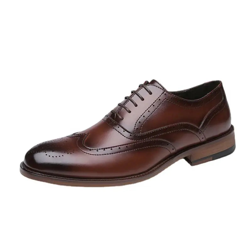 Autumn New Genuine Leather Business Dress Shoes Men Carved Brock Men's Shoes Leather Office Gentleman Oxfords Shoe