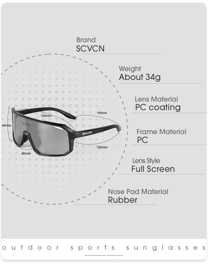 2 Packs Photochromic Riding Cycling Sunglasses Mtb Cycling Glasses Goggles Bicycle Mountain Bike Men's Women Sport Eyewear