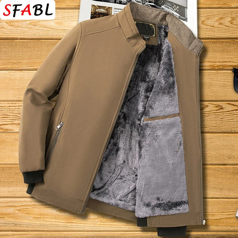 Casual Thermal Warm Winter Jackets for Men Business Blazers Coat Fleece Lining Men's Winter Jacket Luxury Parka Outerwear L-3XL