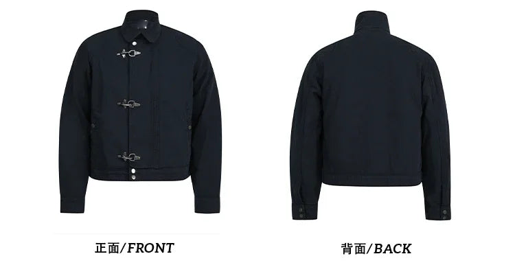 Retro Black Gothic High Street Airplane Buckle Jacket for Men and Women Korean Fashion Y2k American Retro Casual Jacket