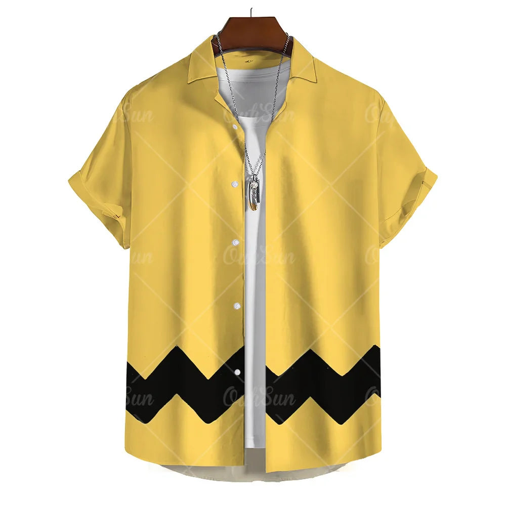 Fashion Yellow Oversized Hawaiian Social Shirt For Men Camisas Casuais Men's Summer Clothing 3d Print Short Sleeves Top Blouse