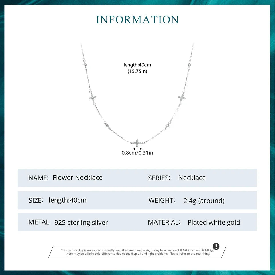 925 Sterling Silver Flower Necklace for Women, Real Gold Plated Dainty Small Flower Charm Trendy Choker Necklace BSN406