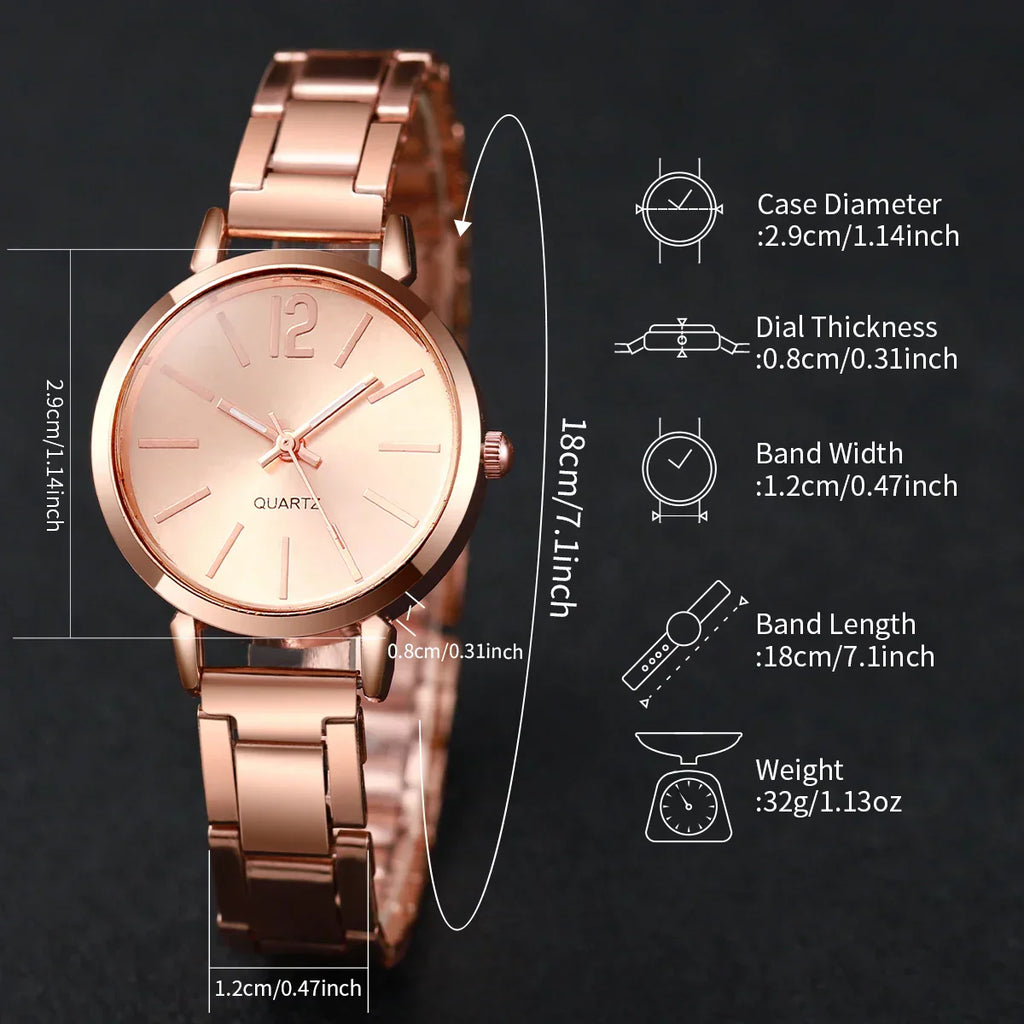 5/6PCS Fashion Women Watches Jewelry Set Luxury Analog Quartz Watch for Women Reloj Mujer Girls Clock Gift（Without Box）