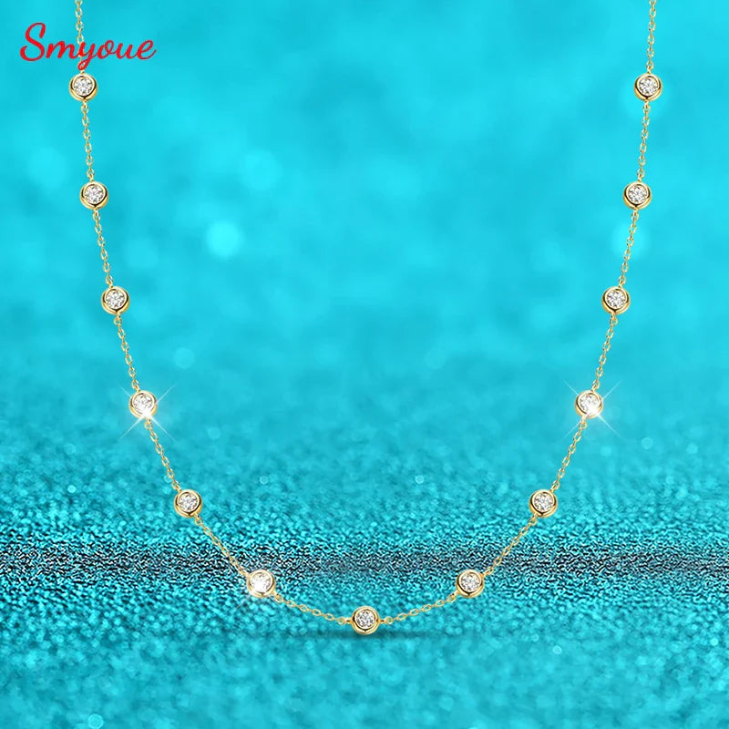 2cttw Genuine Moissanite Tennis Necklace for Women Bubble Full Diamond Pendant Men Chains S925 Sterling Silver Jewelry