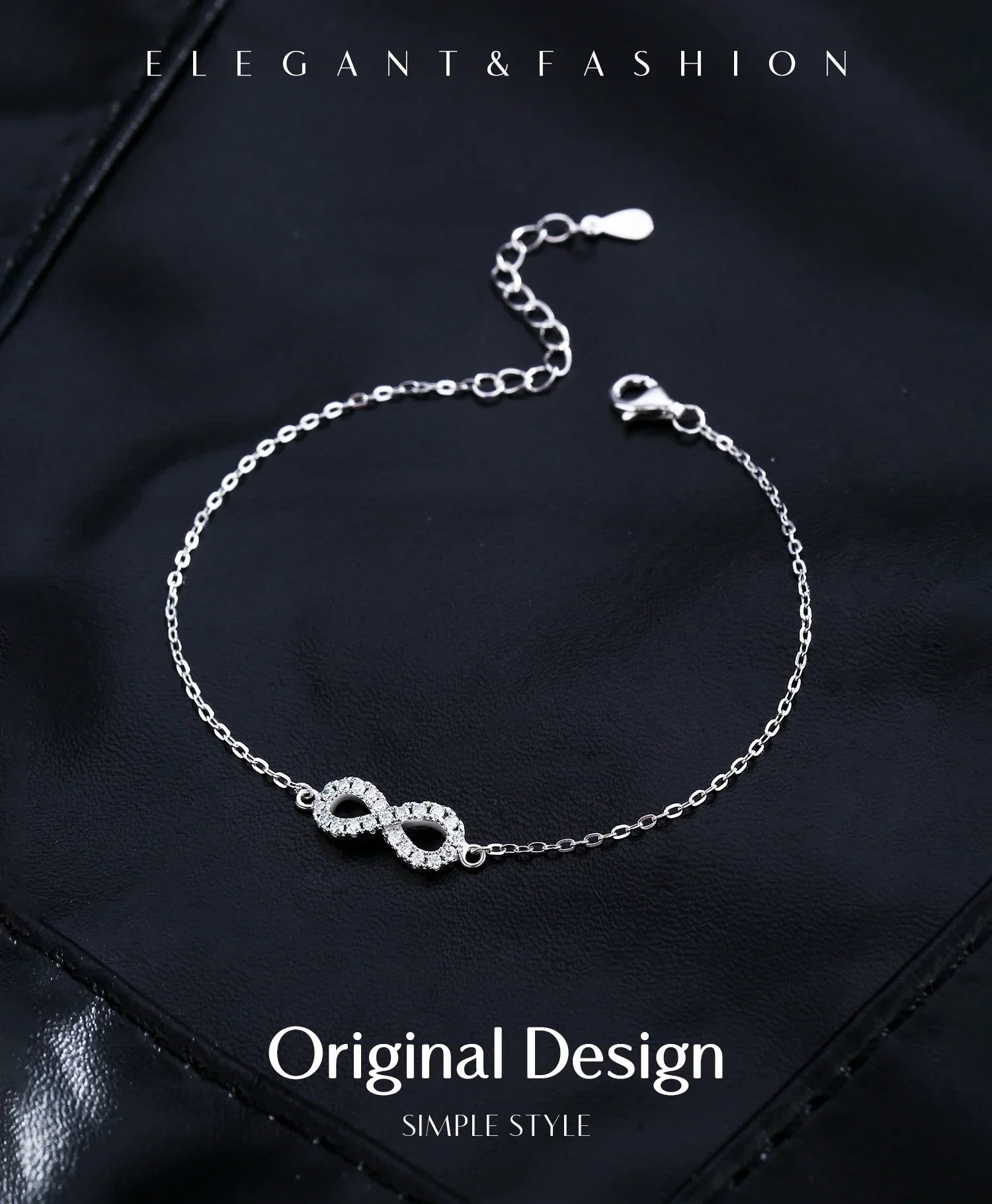 D Color Moissanite Lab Created Diamond Bracelet 925 Sterling Silver Romantic Exquisite Infinity Love For Women Jewelry