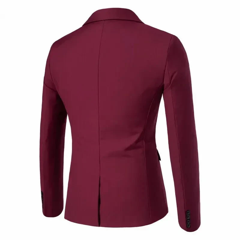 Suit Men's (Blazer+ Vest + Trousers) Fashionable Business Solid-color Wedding British-style Workwear, Casual Performance Suit