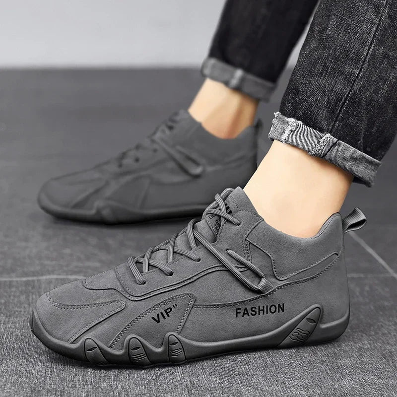 Waterproof Leather Ankle Boots for Men Waterproof Sneakers lace Up Leather Casual Sneakers for Men Casual Motorcycle Shoes