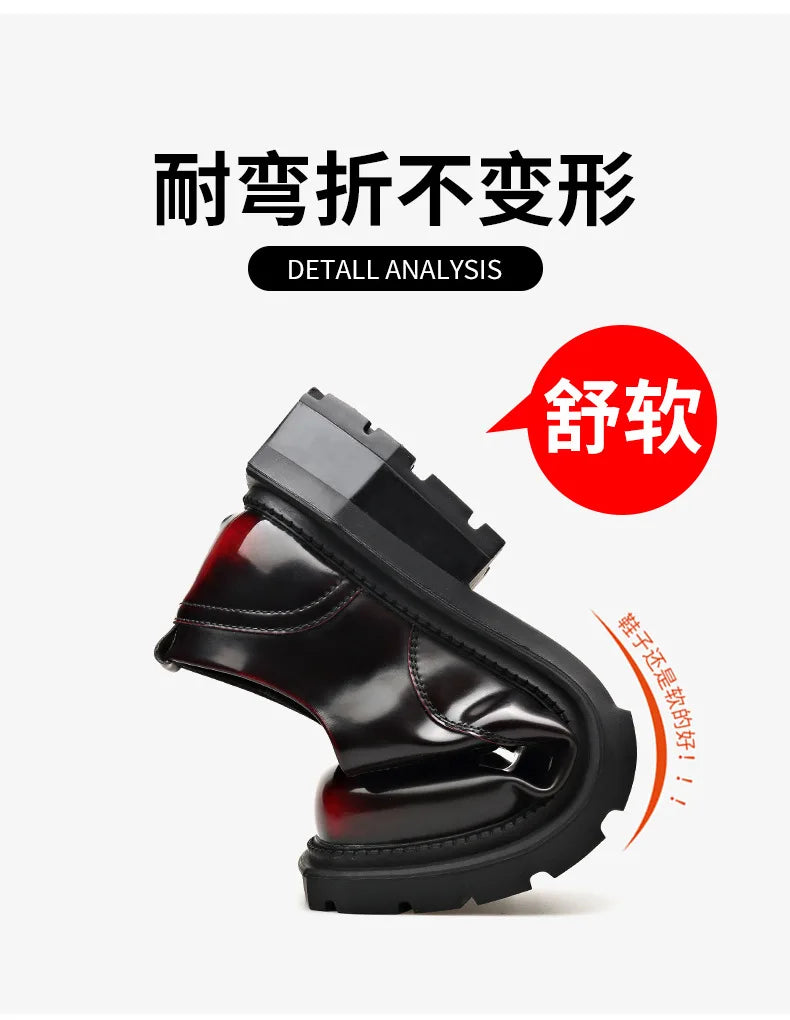 British Thick-soled Formal Leather Shoes Men Spring Autumn Lace Designer Platform Shoes Male Fashion Business Casual Shoe Man