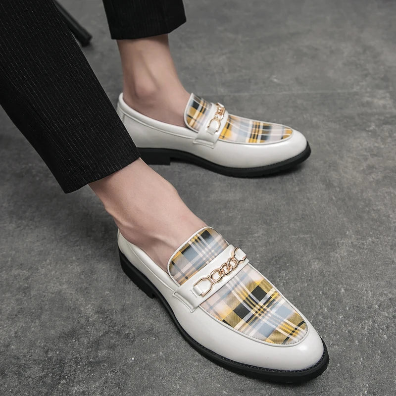 New High Quality Italian Shoe for Men Loafers Casual Men Shoes Luxury Leather Slip-on British Style Striped Soft Shoes Moccasins