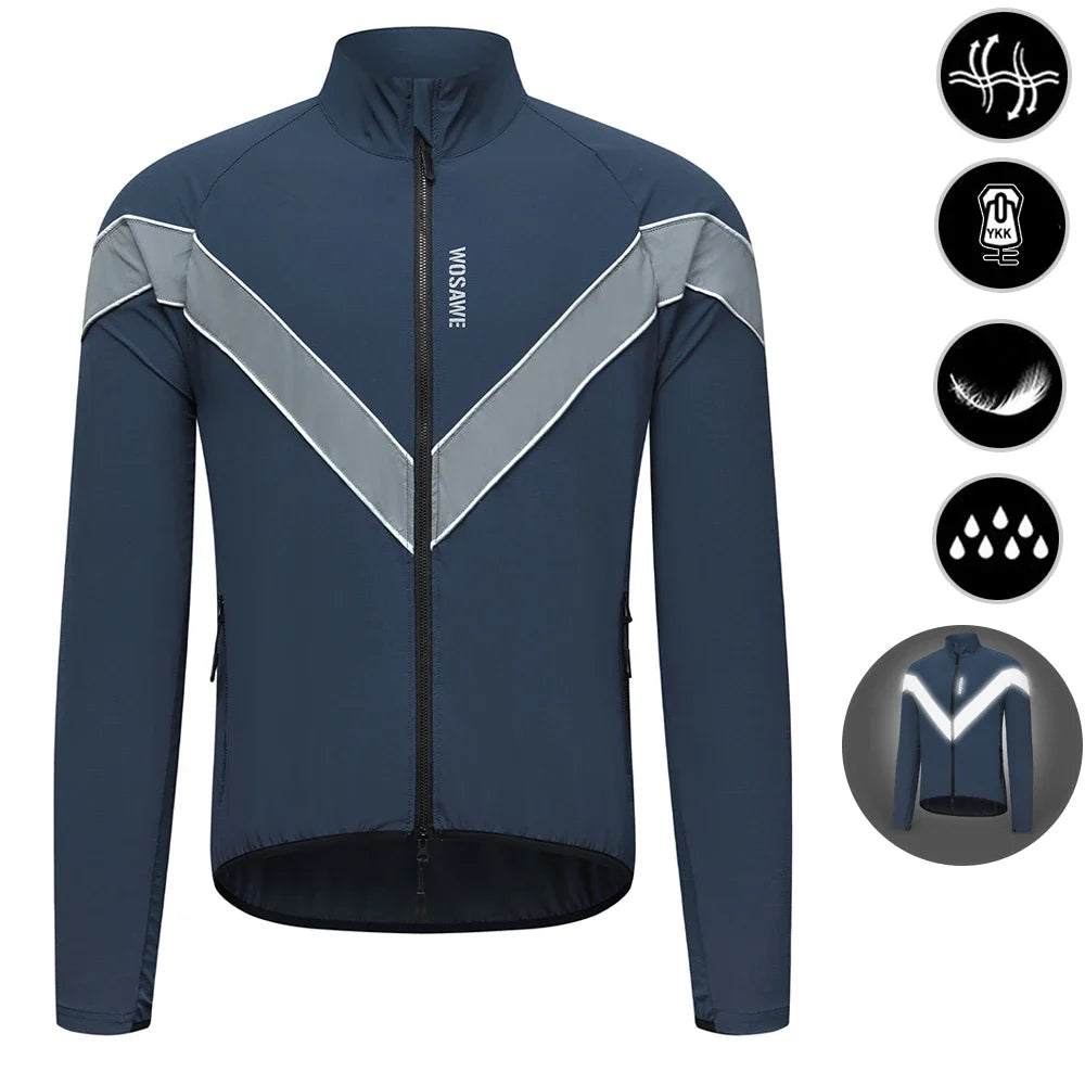 Reflective Cycling Jacket Winter Autumn Bicycle Windbreaker Bike Soft Windproof Waterproof Motorbike Jacket Men Coat