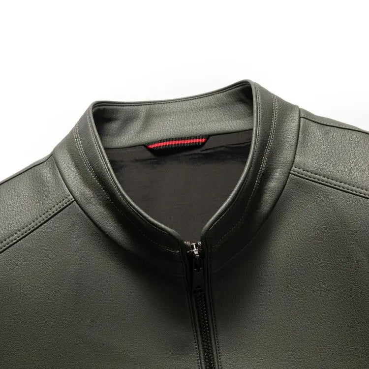 New Spring and Autumn 2025 Casual Leather Jackets, Men's Stand-Up Collar Leather Jackets, and High-End Large-Sized Goatskin Coat