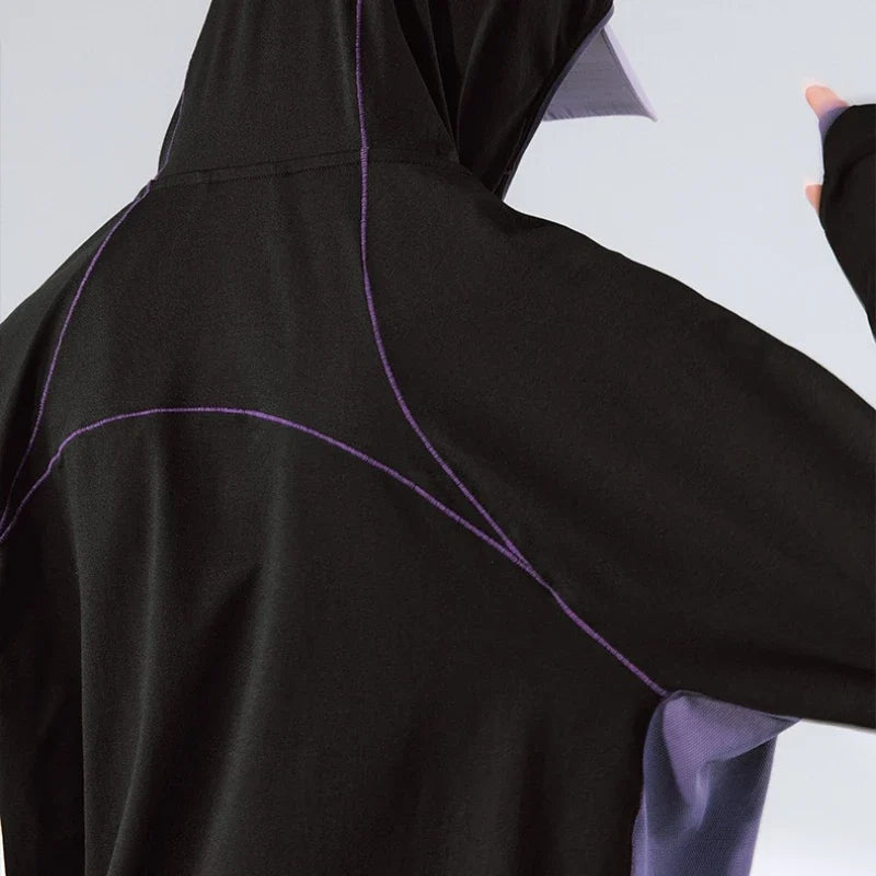 Unisex  Breathable T-Shirt, Moisture Wicking Quick-Dry Hooded, Outdoor Sports Tech Wear Hooded Long-sleeve Tracksuit